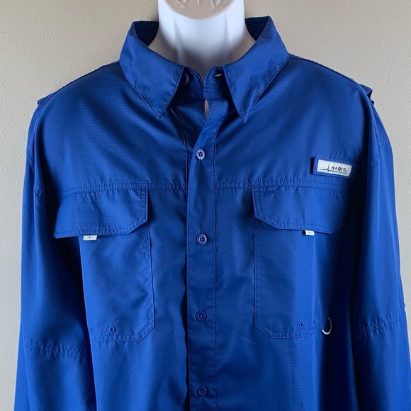 Habit‎ Vented Fishing Shirt Blue Long Sleeve Camping Outdoors Mens 2XL - Picture 1 of 14